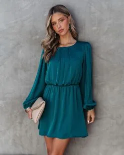 Marvie Front Pleat Mini Dress - Green - FINAL SALE -clothes Sales Marviefrontpleatminidressgreen78
