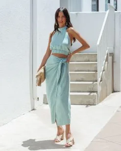 ENTR-001 Maurel Wrap Midi Skirt - Seafoam - FINAL SALE -clothes Sales MaurelTwoPieceSeafoam1