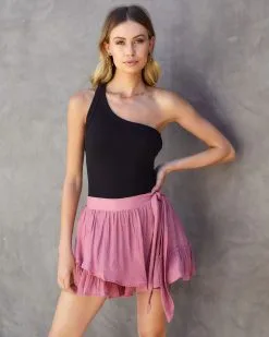 FORE-001 Maverick Ribbed One Shoulder Bodysuit - Black -clothes Sales MaverickRibbedOneShoulderBodysuit Black04981