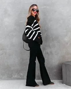 ENTR-001 Maxwell Striped Knit Pullover Sweater - Black - FINAL SALE -clothes Sales MaxwellStripedKnitPulloverSweaterBlack13