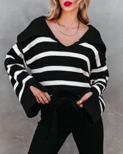 ENTR-001 Maxwell Striped Knit Pullover Sweater - Black - FINAL SALE -clothes Sales MaxwellStripedKnitPulloverSweaterBlack26