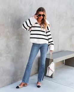 Maxwell Striped Knit Pullover Sweater - Beige - FINAL SALE 8 Maxwell Striped Knit Pullover Sweater - Beige - FINAL SALE -clothes Sales Maxwellstripedknitpulloversweaterbiege11