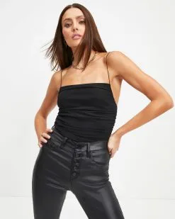 CHRY-001 Maya Ruched Bodysuit - Black - FINAL SALE -clothes Sales Maya Ruched Bodysuit Black 0107