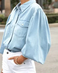 Maybella Denim Button Down Top - LAST CHANCE -clothes Sales MaybellaDenimButtonDownTop7