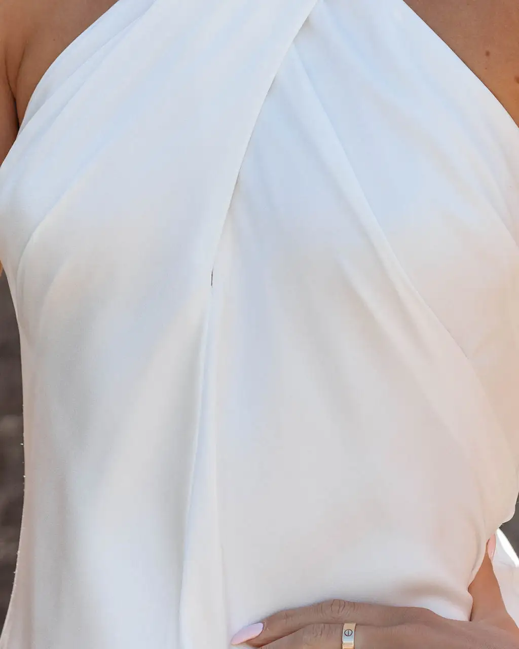 Melody Satin Halter Mini Dress - Ivory - LAST CHANCE 4 Melody Satin Halter Mini Dress - Ivory - LAST CHANCE - Image 4