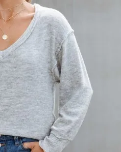 Mendoza V-Neck Knit Pullover - Heather Grey - FINAL SALE -clothes Sales MendozaneckKnitSweaterHeatherGrey53