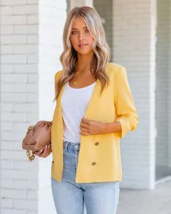 SALT-001 Mercedes Ruched Sleeve Blazer - FINAL SALE