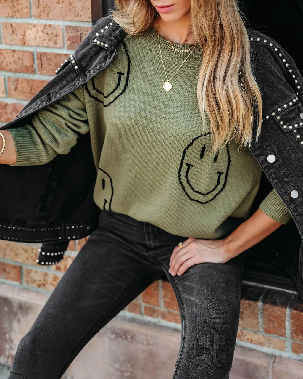 Million Dollar Smiles Knit Pullover Sweater - Olive - FINAL SALE 1 Million Dollar Smiles Knit Pullover Sweater - Olive - FINAL SALE