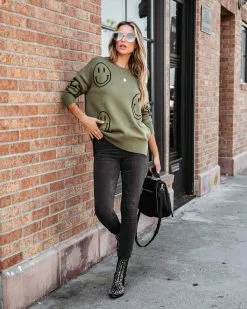 Million Dollar Smiles Knit Pullover Sweater - Olive - FINAL SALE 8 Million Dollar Smiles Knit Pullover Sweater - Olive - FINAL SALE -clothes Sales Milliondolarsmilesknitpulloversweaterolive64