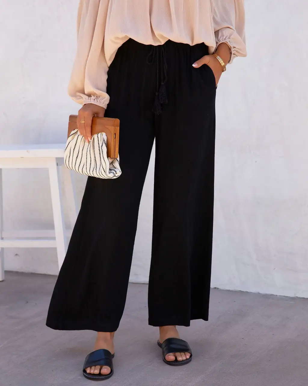HEM-001 Moonlight Soul Pocketed Wide Leg Pants - Black - LAST CHANCE 1 HEM-001 Moonlight Soul Pocketed Wide Leg Pants - Black - LAST CHANCE