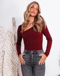 LUSH-001 My Own Muse Asymmetrical Neck Bodysuit - Chocolate - FINAL SALE 12 LUSH-001 My Own Muse Asymmetrical Neck Bodysuit - Chocolate - FINAL SALE -clothes Sales MyOwnMuseAsymmetricalNeckBodysuit Chocolate 5