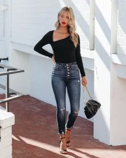 LUSH-001 My Own Muse Asymmetrical Neck Bodysuit - Black - FINAL SALE -clothes Sales MyOwnMuseAsymmetricalNeckBodysuitBlack7