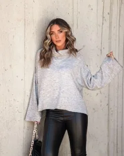 Unfinished Biz Knit Turtleneck Pullover Sweater - Heather Grey -clothes Sales Myproject 1 2022 10 11T101011.409