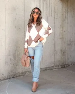 Serenity Knit Argyle Pullover Sweater - FINAL SALE