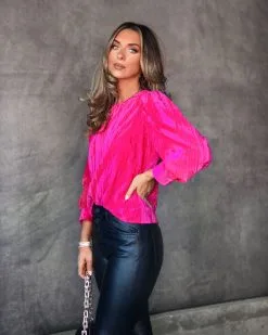 AEOM-001 Down For Anything Velvet Puff Sleeve Top - Fuchsia - FINAL SALE -clothes Sales Myproject 1 2022 11 24T222602.129