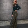 DEE-001 Wynona Pocketed Stripe Metallic Pants - Black/Gold - FINAL SALE