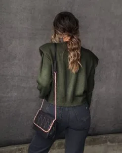 FORE-001 Make It Unique Knit Padded Shoulder Sweater - Olive - FINAL SALE -clothes Sales Myproject 1 2022 12 16T113112.961