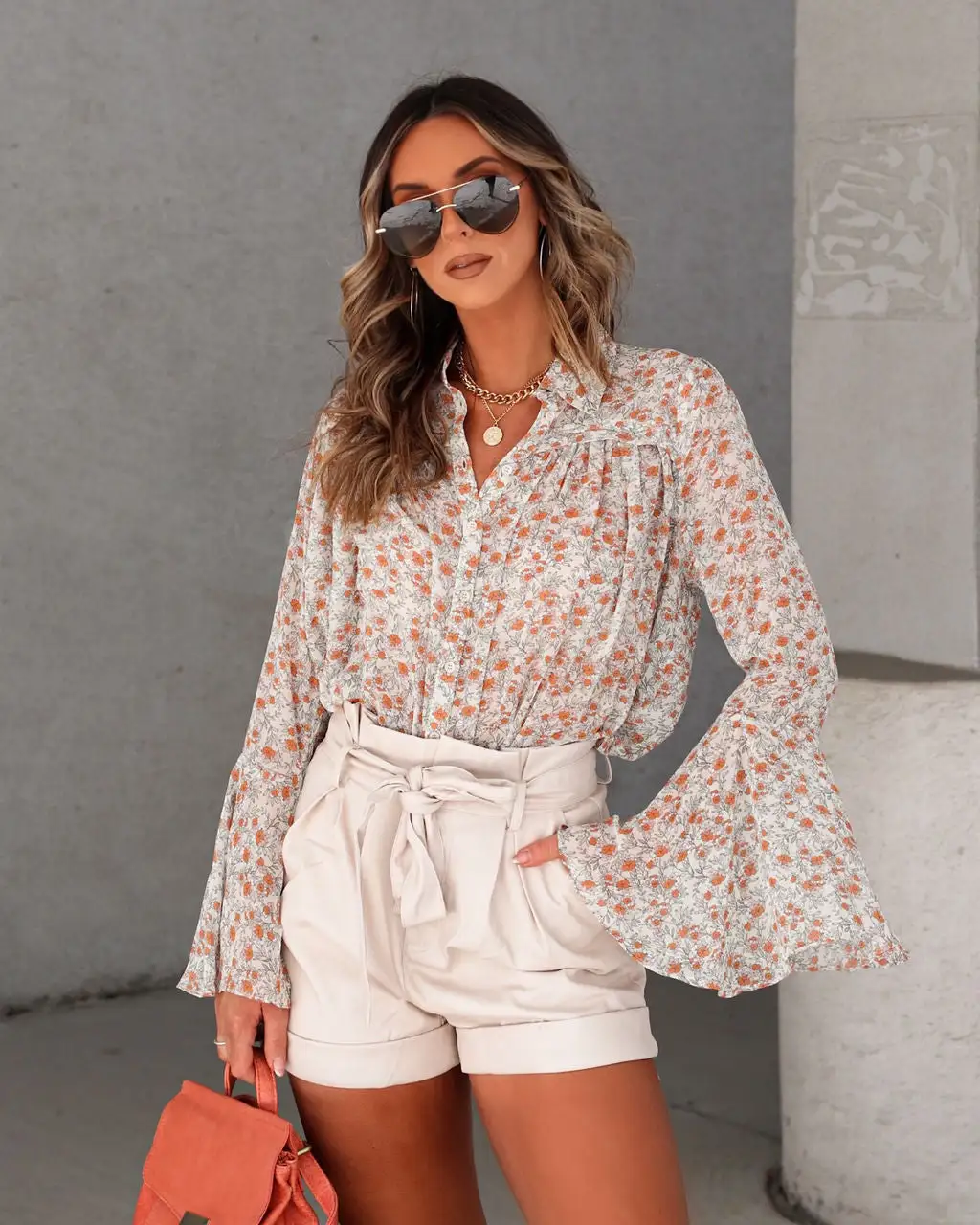 DRES-001 Among The Wild Poppies Floral Bell Sleeve Top - FINAL SALE 1 DRES-001 Among The Wild Poppies Floral Bell Sleeve Top - FINAL SALE