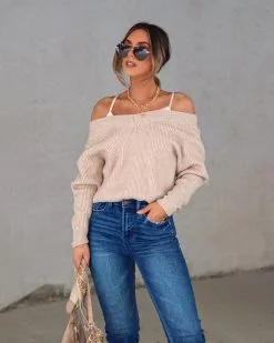 Very Impressed Knit Off The Shoulder Sweater - Oatmeal - FINAL SALE -clothes Sales Myproject 1 2022 12 22T071742.055