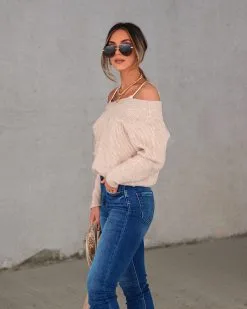 Very Impressed Knit Off The Shoulder Sweater - Oatmeal - FINAL SALE -clothes Sales Myproject 1 2022 12 22T071846.754