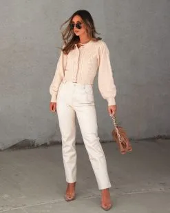 Lulu Pointelle Knit Cropped Cardigan - FINAL SALE