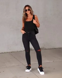 DRES-001 Vanessa Square Neck Bodysuit - Black - SALE