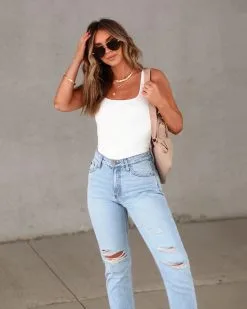 DRES-001 Vanessa Square Neck Bodysuit - White - SALE