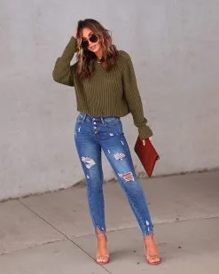 Baylee Knit Sweater - Olive - SALE