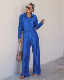 Show Off Girl Satin Crinkle Pants - Blue - FINAL SALE