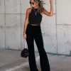 SALT-001 Amani High Rise Velvet Flare Pants - Black - FINAL SALE