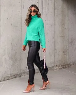 VERY-001 Tell Me About It Stud Faux Leather Split Hem Pants - Black - FINAL SALE -clothes Sales Myproject 1 93