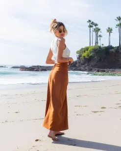 FORE-001 Martine Twisted Front Slit Maxi Skirt - Caramel - SALE 10 FORE-001 Martine Twisted Front Slit Maxi Skirt - Caramel - SALE -clothes Sales N4A3902