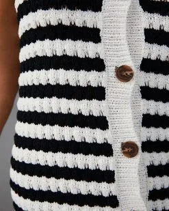 LUMI-001 Caila Striped Button Up Midi Dress - Cream/Black -clothes Sales NKD10141 CREAMBLACK 3462