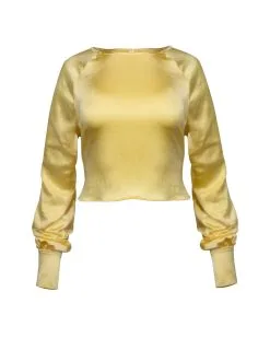 Naya Satin Crop Blouse - Yellow - FINAL SALE -clothes Sales NayaSatinCropBlouse Yellow