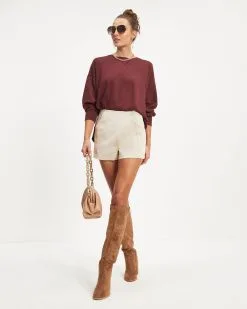 Never Again Side Slit Pullover Sweatshirt - Wine - FINAL SALE 9 Never Again Side Slit Pullover Sweatshirt - Wine - FINAL SALE -clothes Sales Never Again Slide Slit Pullover Sweatshirt Wine 2218