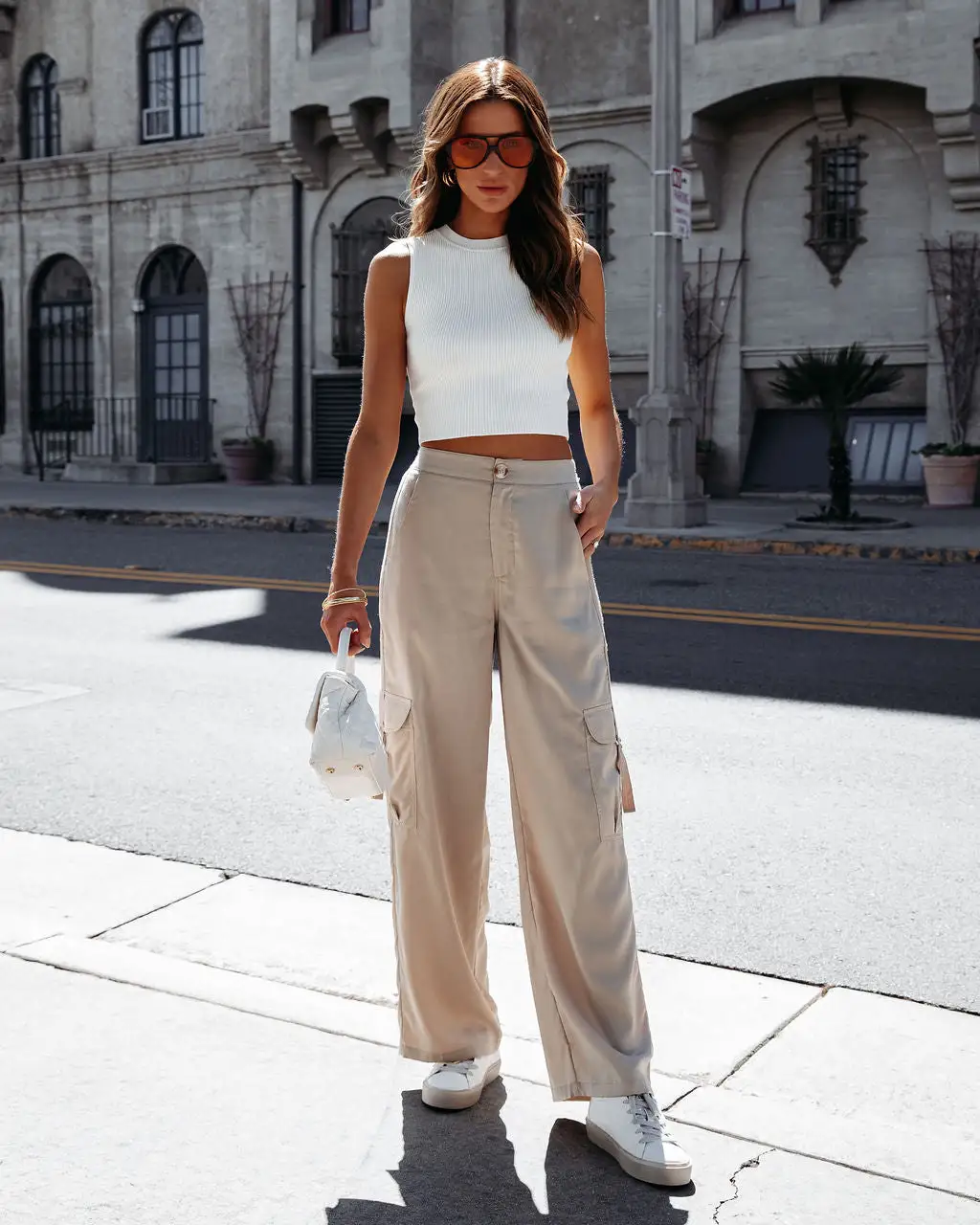PROM-001 Never Impossible Satin Cargo Pants - Taupe 2 PROM-001 Never Impossible Satin Cargo Pants - Taupe - Image 2