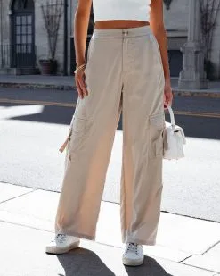 PROM-001 Never Impossible Satin Cargo Pants - Taupe