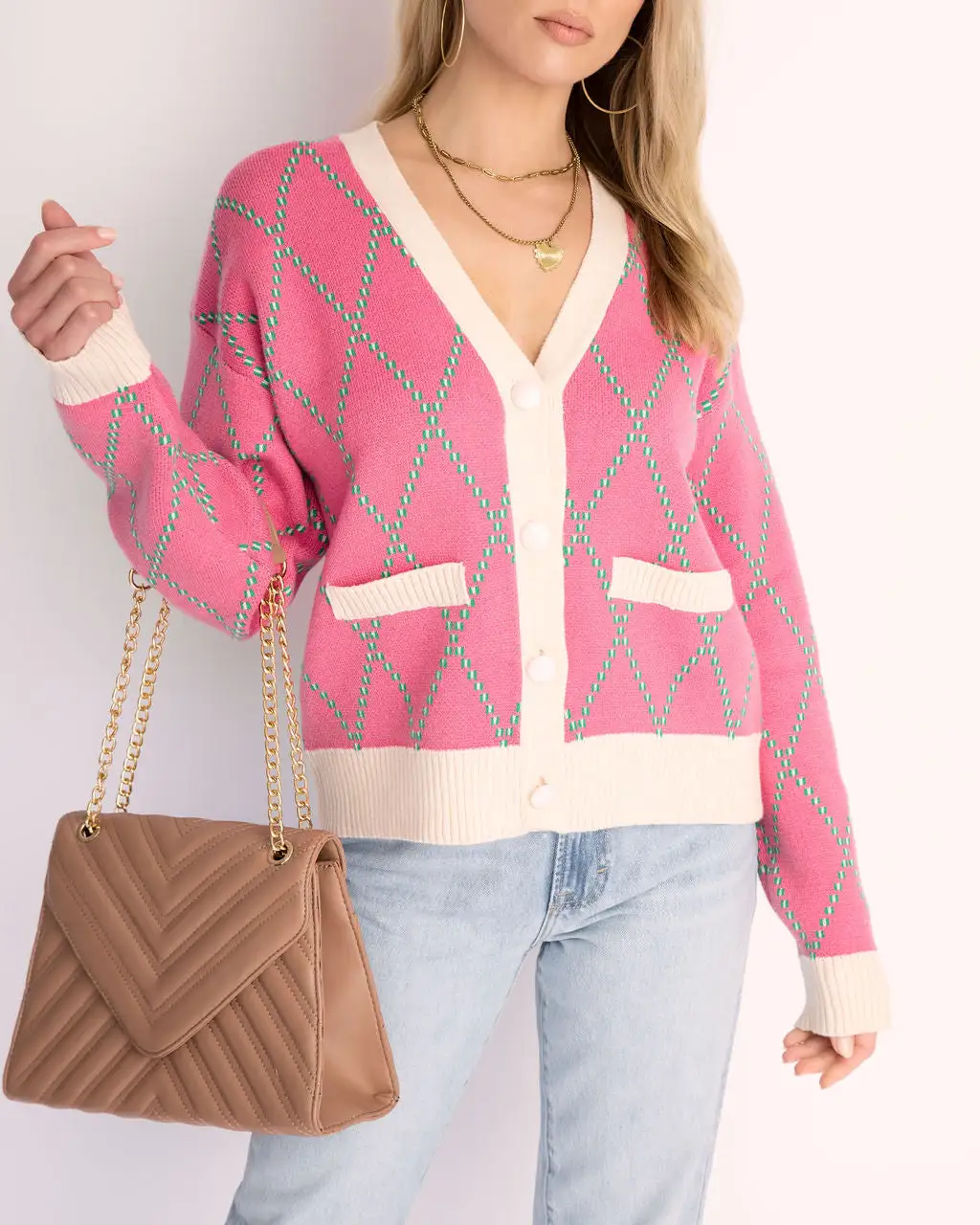 Nicola Knit Cardigan - Pink - FINAL SALE 1 Nicola Knit Cardigan - Pink - FINAL SALE