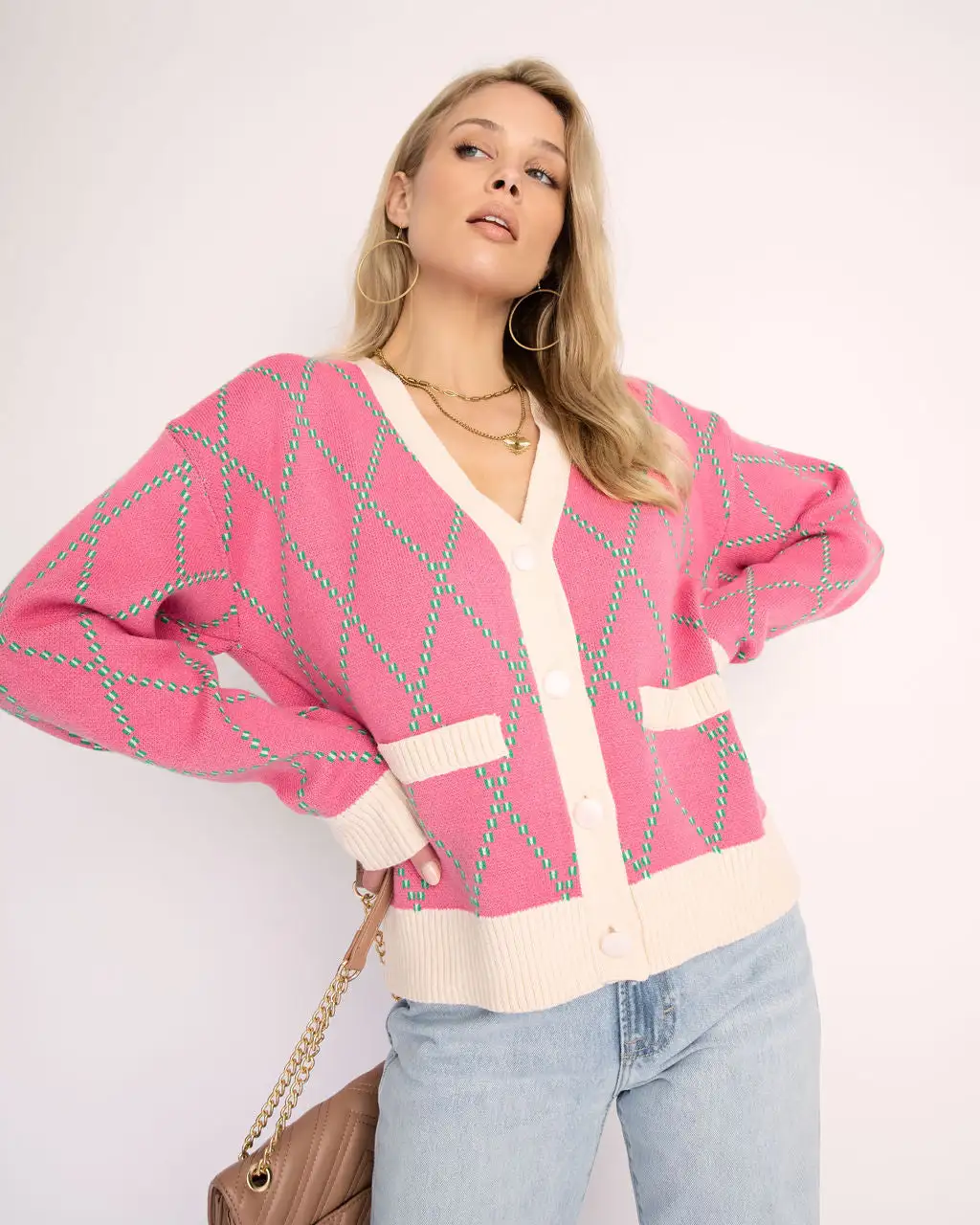 Nicola Knit Cardigan - Pink - FINAL SALE 2 Nicola Knit Cardigan - Pink - FINAL SALE - Image 2