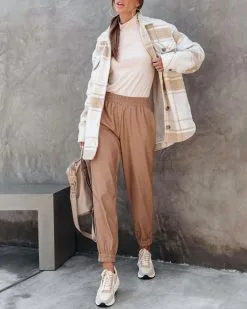 WHIT-001 No Limitations Pocketed Faux Leather Jogger Pants - Camel - FINAL SALE -clothes Sales Nolimitationspocketedfauxleatherjoggerpantscamel12