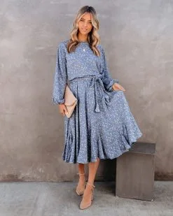 Nothing But Blue Skies Floral Rope Tie Midi Dress - FINAL SALE 12 Nothing But Blue Skies Floral Rope Tie Midi Dress - FINAL SALE -clothes Sales NothingButBlueSkiesFloralRopeTieMidiDress 10