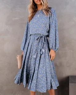 Nothing But Blue Skies Floral Rope Tie Midi Dress - FINAL SALE 14 Nothing But Blue Skies Floral Rope Tie Midi Dress - FINAL SALE -clothes Sales NothingButBlueSkiesFloralRopeTieMidiDress 39