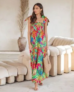 Off In Paradise Printed Smocked Cotton Maxi Dress - SALE 13 Off In Paradise Printed Smocked Cotton Maxi Dress - SALE -clothes Sales OffInParadisePrintedSmockedCottonMaxiDress 3