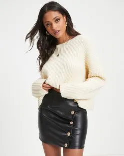 FORE-001 Olivier Faux Leather Gold Button Mini Skirt - Black - FINAL SALE 11 FORE-001 Olivier Faux Leather Gold Button Mini Skirt - Black - FINAL SALE -clothes Sales Olivier Faux Leatehr Gold Button Mini Skirt Black 0583