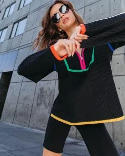 On Another Level Knit Half Zip Pullover Sweater - Black - FINAL SALE -clothes Sales OnAnotherLevelKnitHalfZipPulloverSweater Black 17