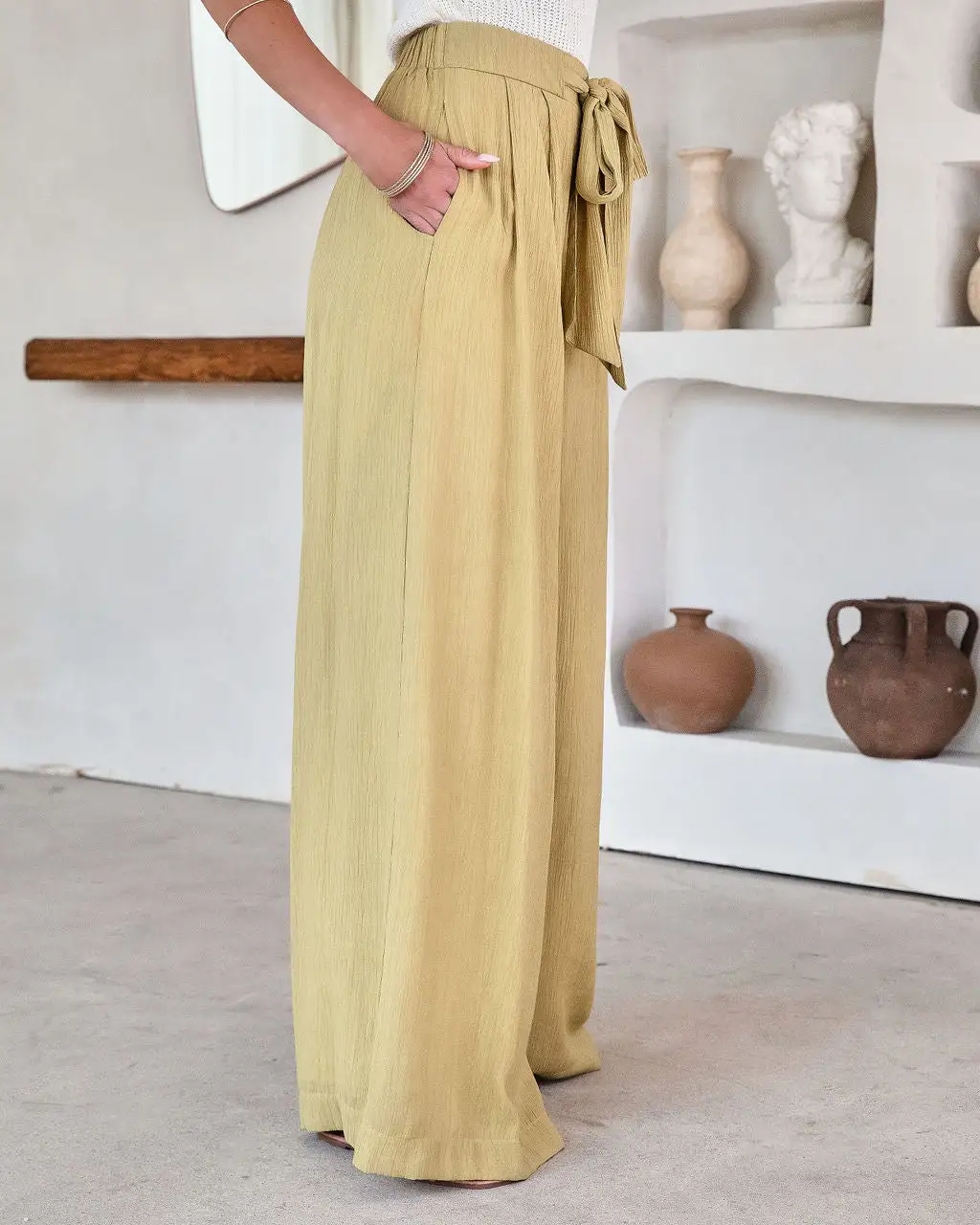 MUST-001 One More Chance High Waisted Pocketed Pants - Olive 5 MUST-001 One More Chance High Waisted Pocketed Pants - Olive - Image 5