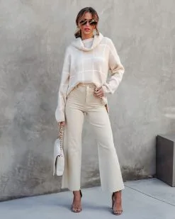 Out Of Line Knit Cowl Neck Sweater - Beige/White - SALE 9 Out Of Line Knit Cowl Neck Sweater - Beige/White - SALE -clothes Sales OutOfLineKnitCowlNeckSweater Beige White 1