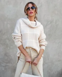 Out Of Line Knit Cowl Neck Sweater - Beige/White - SALE 12 Out Of Line Knit Cowl Neck Sweater - Beige/White - SALE -clothes Sales OutOfLineKnitCowlNeckSweater Beige White 15