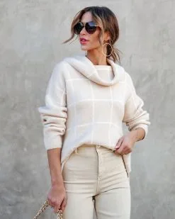 Out Of Line Knit Cowl Neck Sweater - Beige/White - SALE 13 Out Of Line Knit Cowl Neck Sweater - Beige/White - SALE -clothes Sales OutOfLineKnitCowlNeckSweater Beige White 17