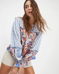 Owen Satin Printed Long Sleeve Top - FINAL SALE 11 Owen Satin Printed Long Sleeve Top - FINAL SALE -clothes Sales Owen Satin Printed Long Sleeve top 0069